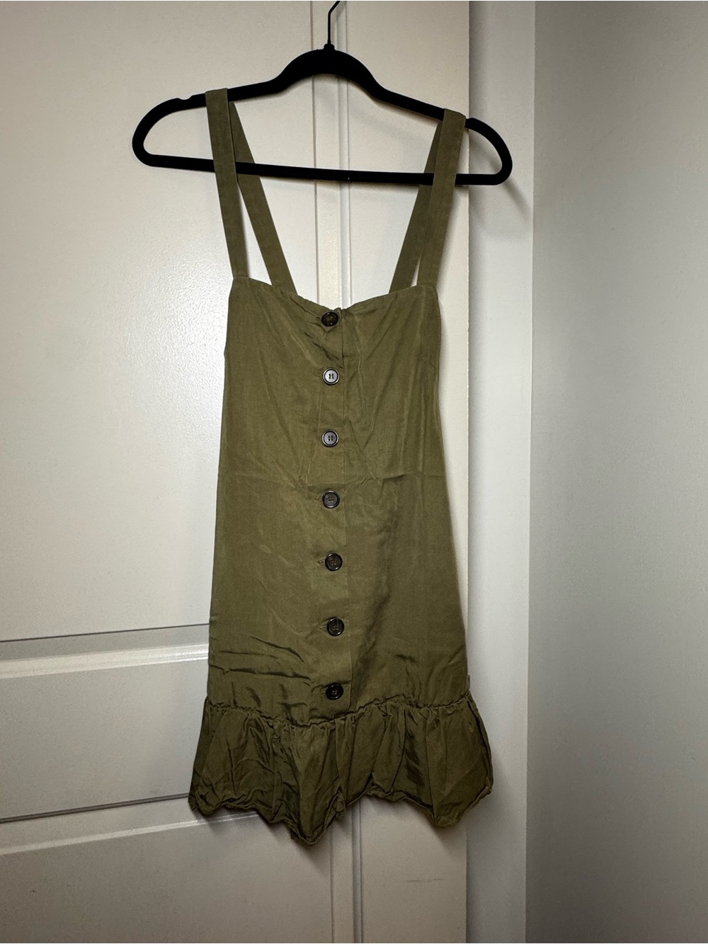 Lovers + Friends Olive Green Button-Front Mini Dress